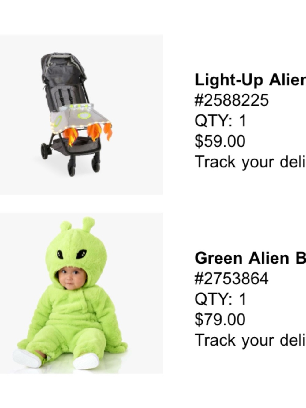 Pottery Barn Lime Green Plush Alien Baby Costume and light up stroller spaceship